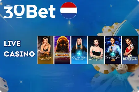 Live casino spellen bij 30Bet met echte dealers